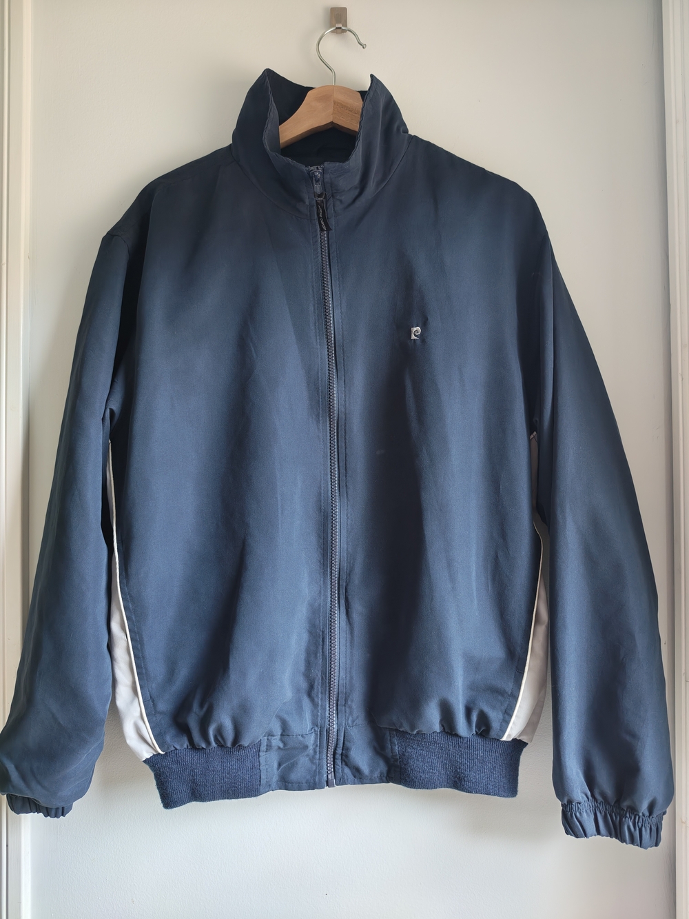 Pierre Cardin Navy Zip-Up Jacket with White Side Panels Size S